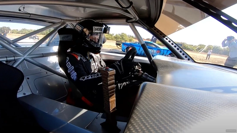 Ken Block's 14-year-old daughter races a Hemi-powered Corvette drag car against a Hoonycorn